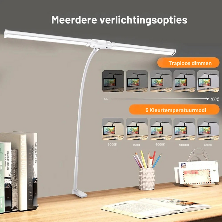 Moderne Dubbele LED Bureaulamp voor Stijlvolle Verlichting