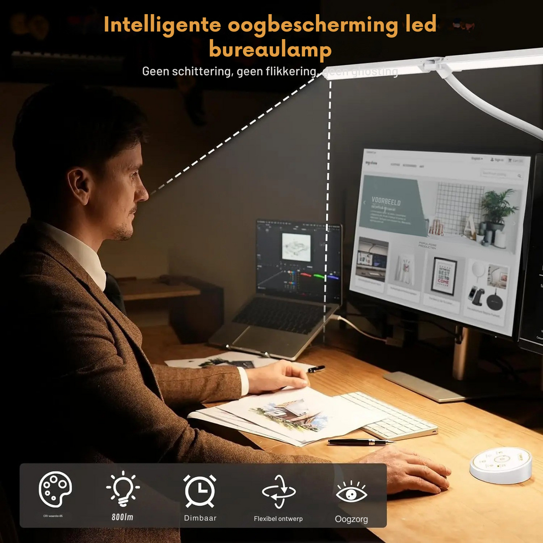 Moderne Dubbele LED Bureaulamp voor Stijlvolle Verlichting