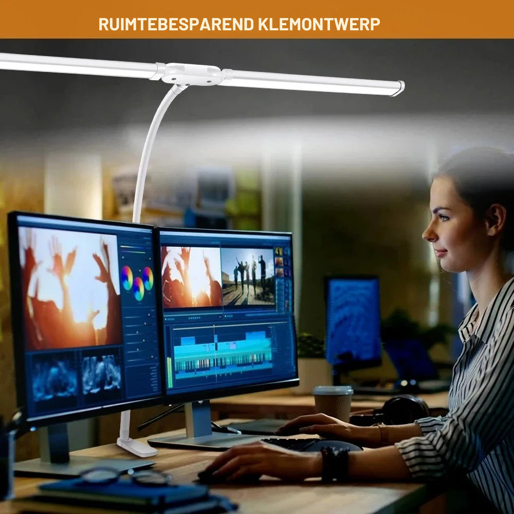 Moderne Dubbele LED Bureaulamp voor Stijlvolle Verlichting