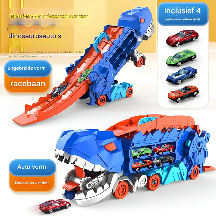 Dino City Transporter – Racebaan & Transformeerbare Vrachtwagen