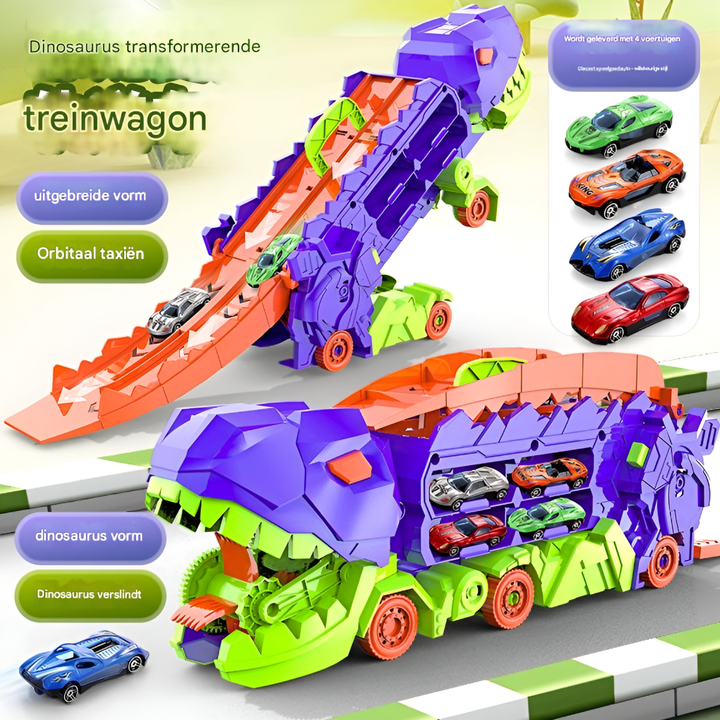 Dino City Transporter – Racebaan & Transformeerbare Vrachtwagen