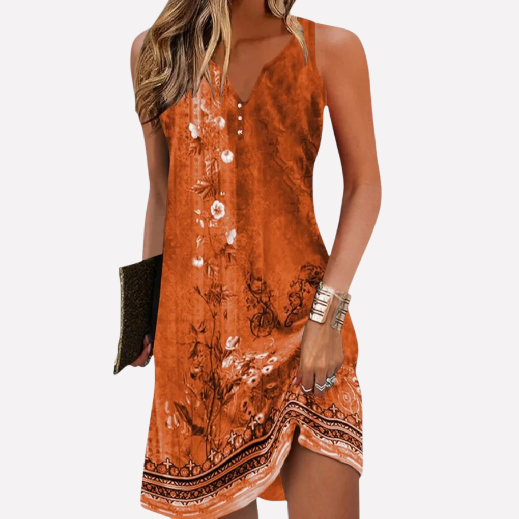 Mouwloze Mini Zomerjurk met Print