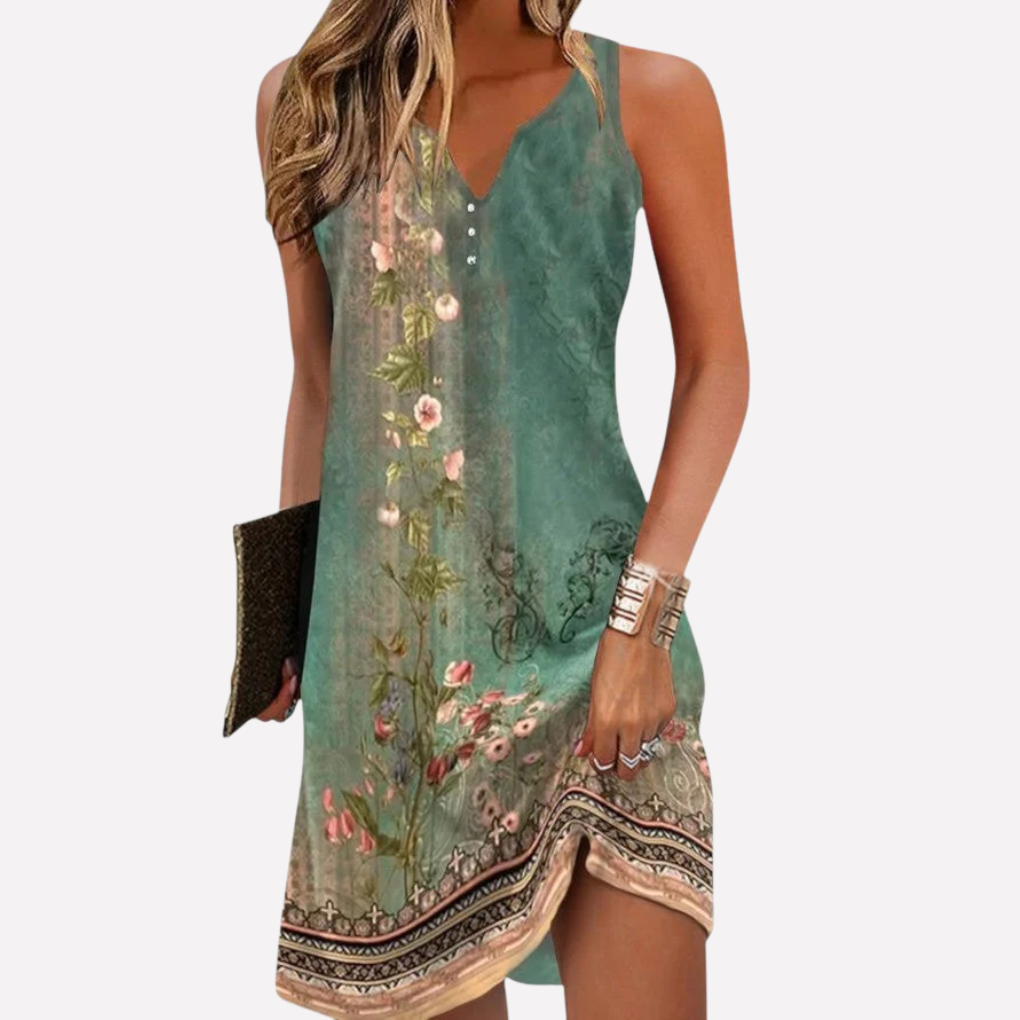 Mouwloze Mini Zomerjurk met Print