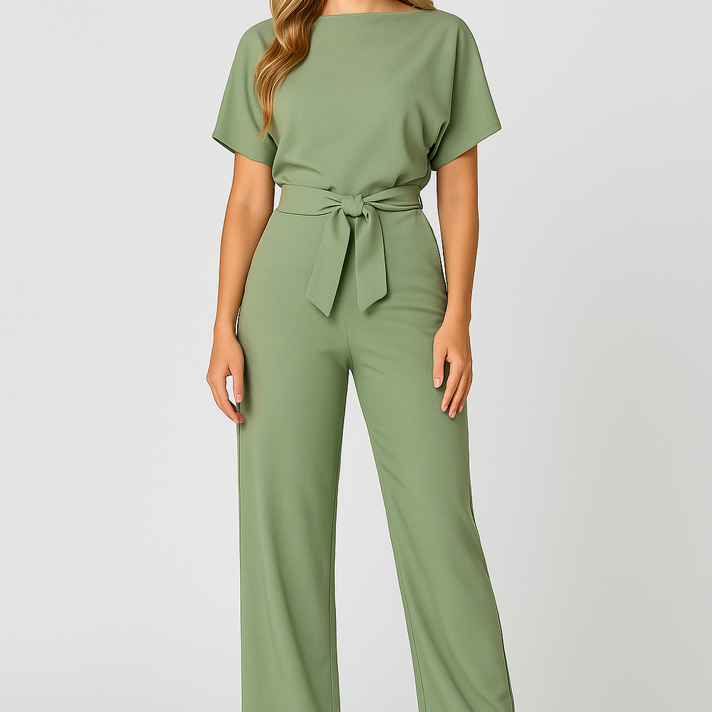 Elanira – Elegante Jumpsuit met Ceintuur en Wijde Pijpen