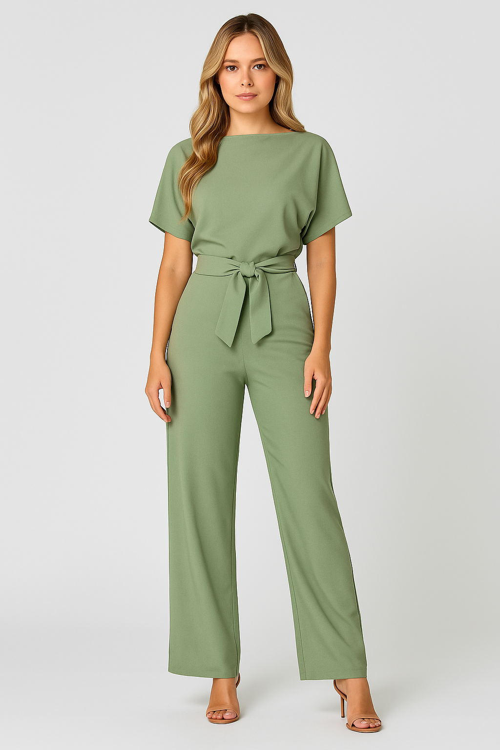 Elanira – Elegante Jumpsuit met Ceintuur en Wijde Pijpen