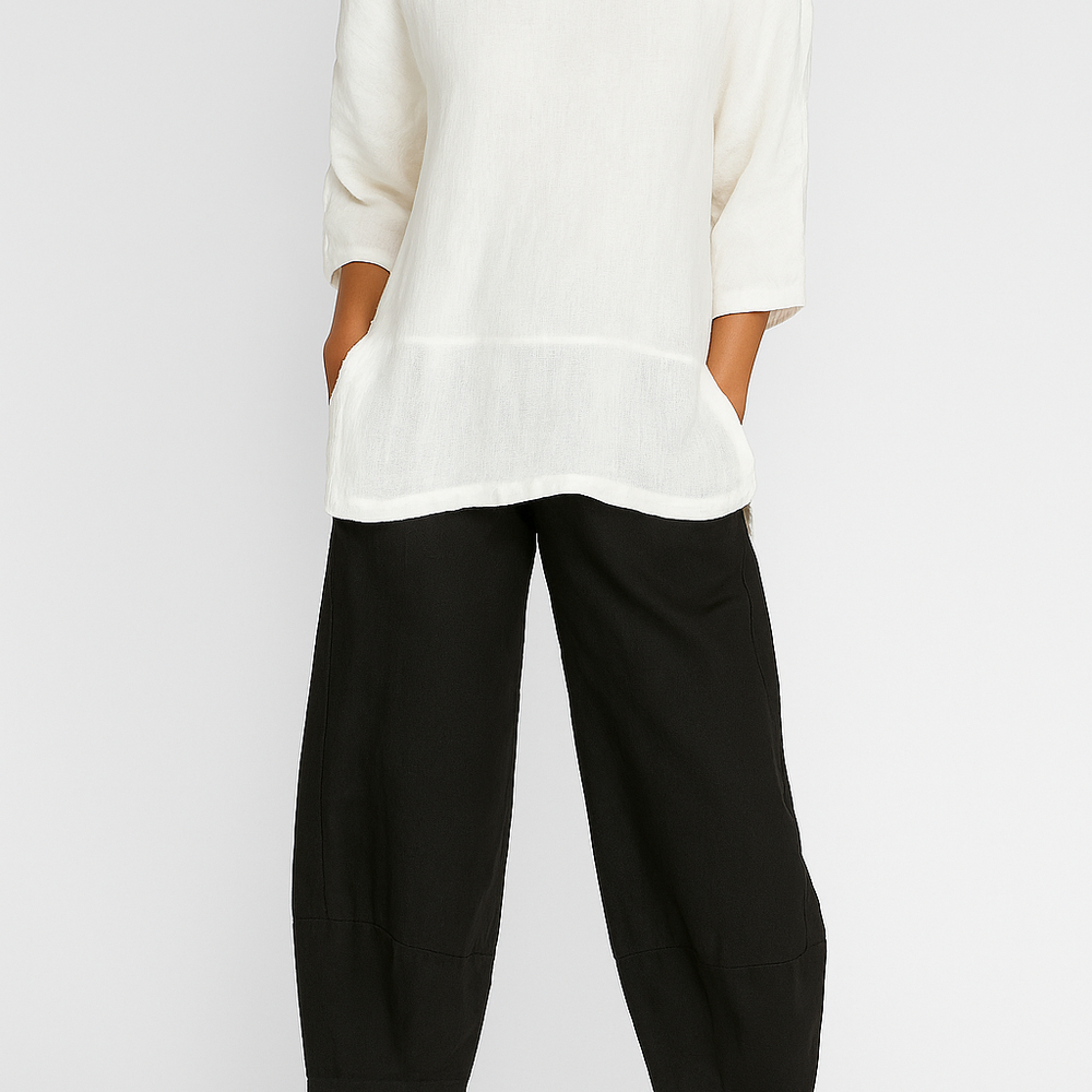 
                  
                    Elarin – Losvallende Linnen Broek met Minimalistische Look
                  
                