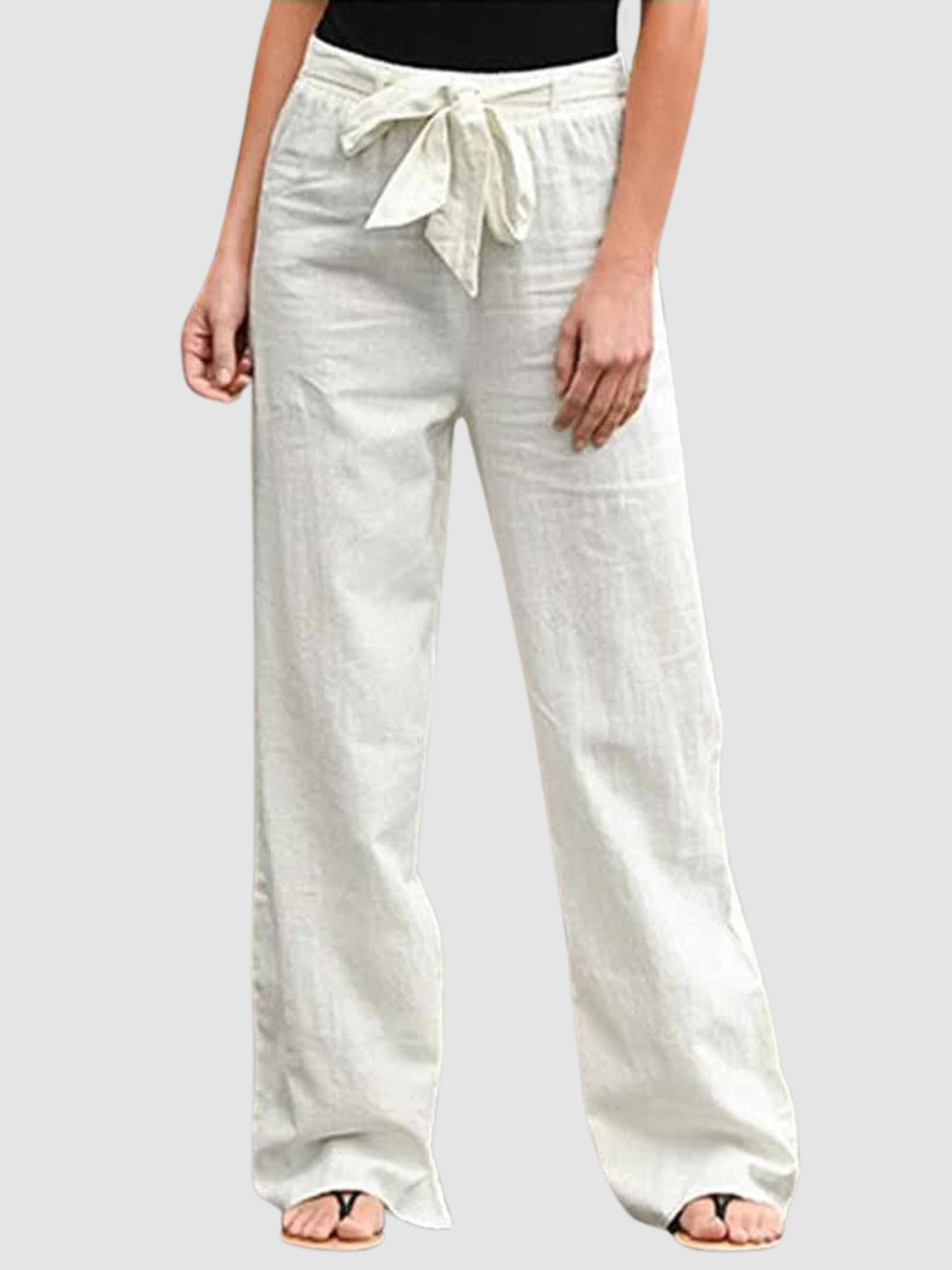 Elinea – Zomerse Linnen Broek met Hoge Taille en Wijde Pijpen