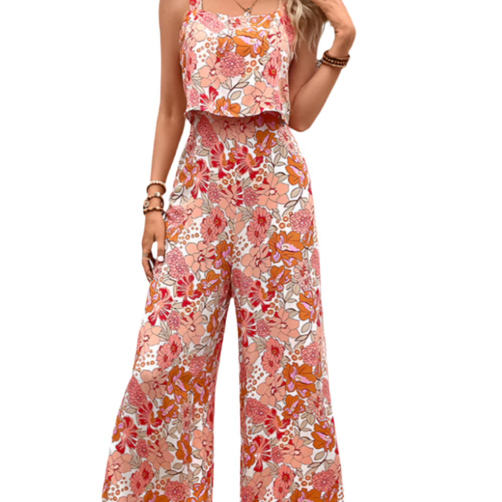 Elvarie – Mouwloze Jumpsuit met Bloemenprint en Wijde Pijpen - SkinzLine