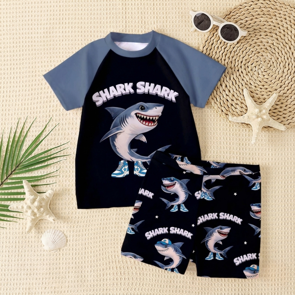 Jonge Jongen Casual Loose-Fit T-Shirt & Shorts Zwem Set