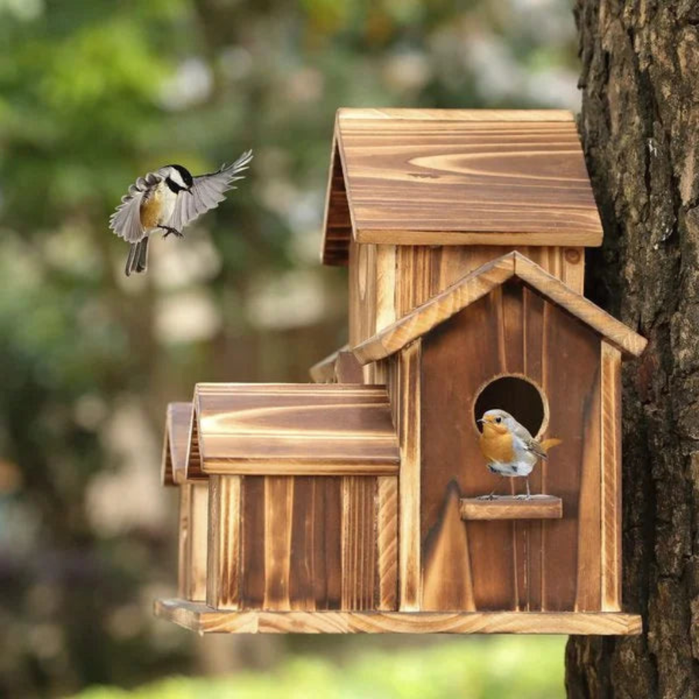 Vogelhuisje met 6 openingen