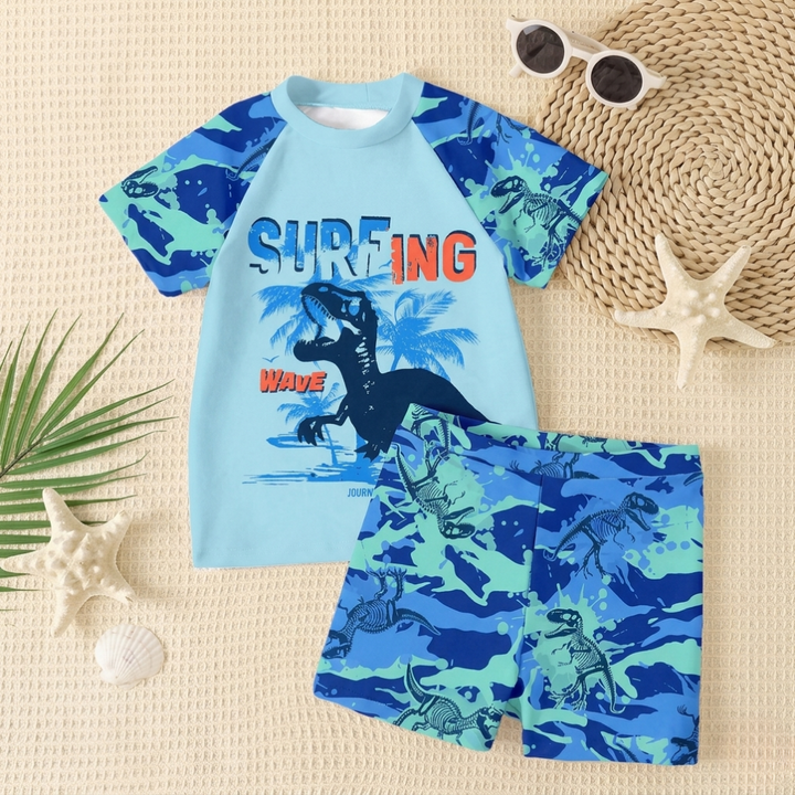 Jonge Jongen Casual Loose-Fit T-Shirt & Shorts Zwem Set