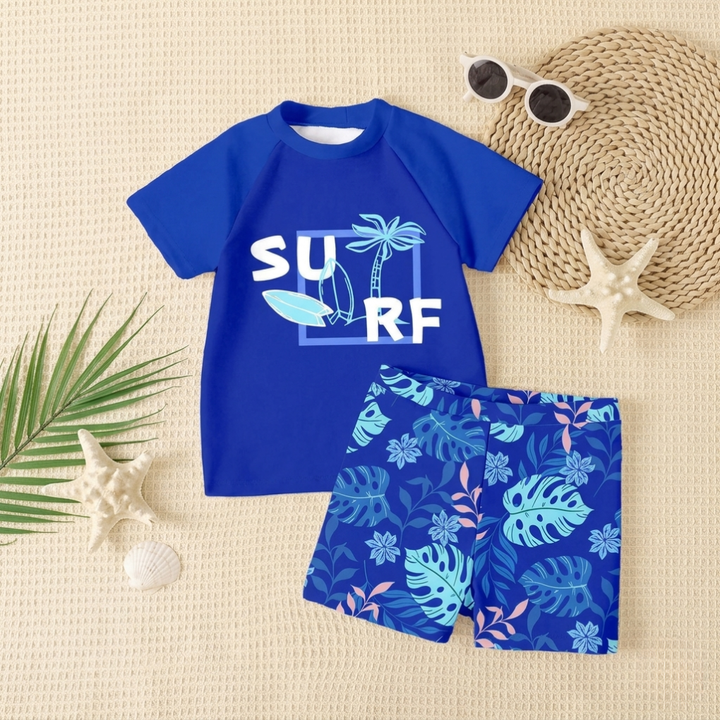 Jonge Jongen Casual Loose-Fit T-Shirt & Shorts Zwem Set