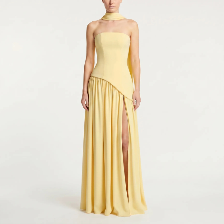 Gestructureerde Corset-Buste Maxi Jurk