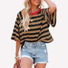 Vrouwen Gestreepte Kleurblok Crewneck Top