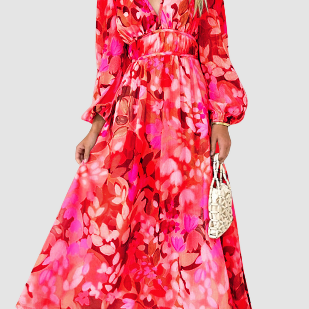 
                  
                    Floradia – Luchtige Bloemen Maxi Jurk met V-Hals - SkinzLine
                  
                