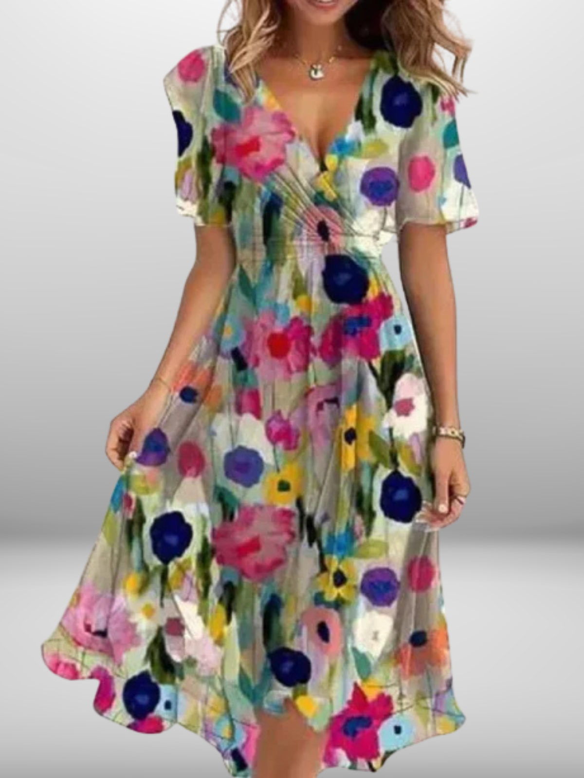 Floranya – Elegante Bloemenjurk met Zwierige Pasvorm