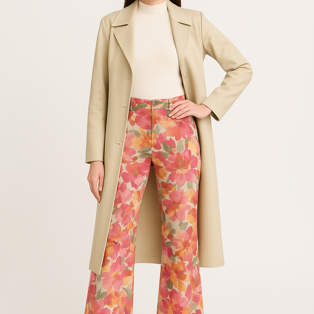 Florida – Wijde Flared Broek met Bloemenprint