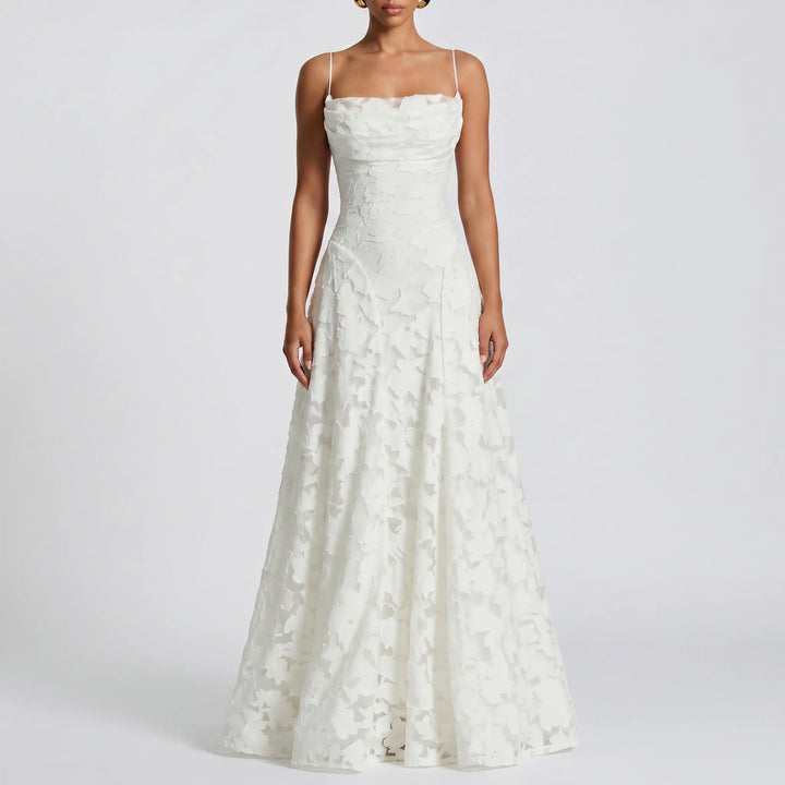 FlorielleFloral Textured Maxi Dress With Thin Straps