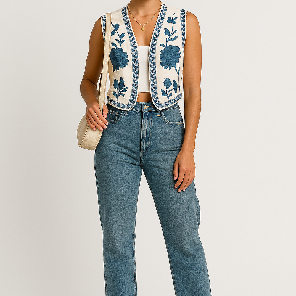 Florina – Gilet met Bloemenprint