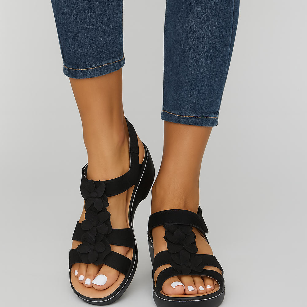 Florinia – Orthopedische Sandalen met Bloemenmotief en Verfijnd Comfort