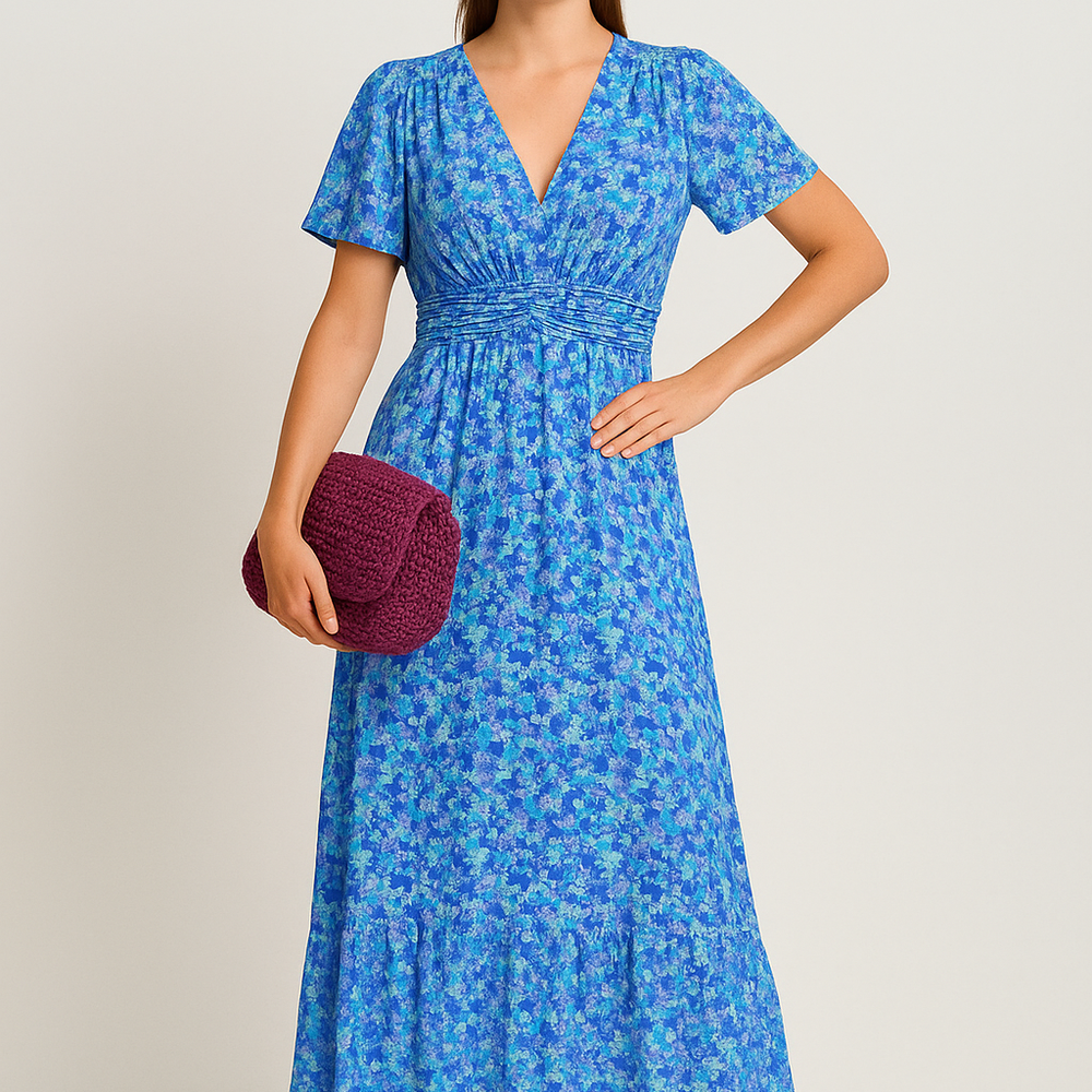 
                  
                    Floriva – Maxi Jurk met Bloemenprint en Elegante V-hals - SkinzLine
                  
                