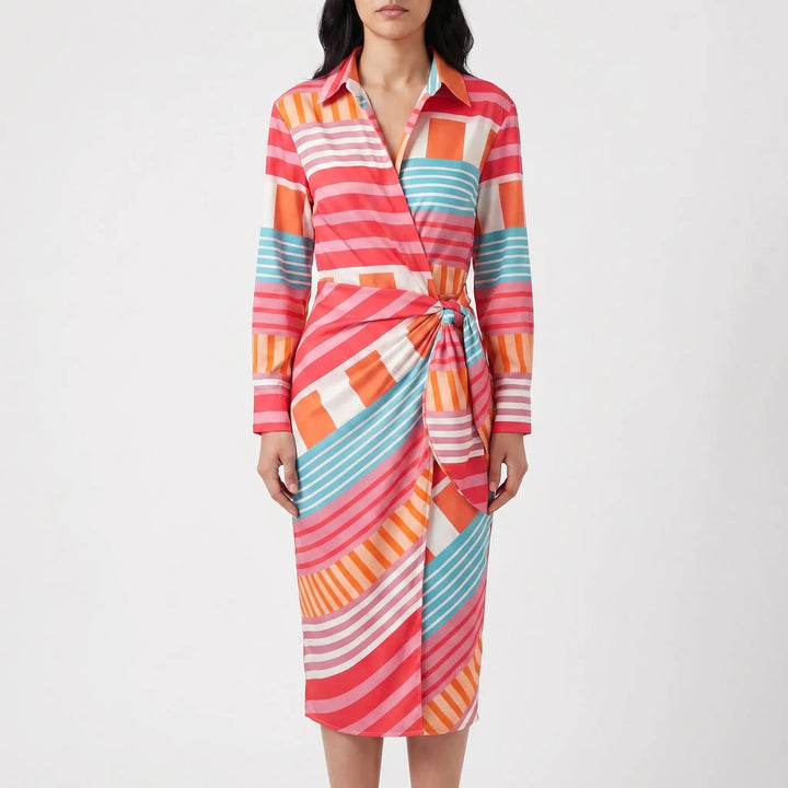FlorwynWrap-Style Midi Dress With Bold Print