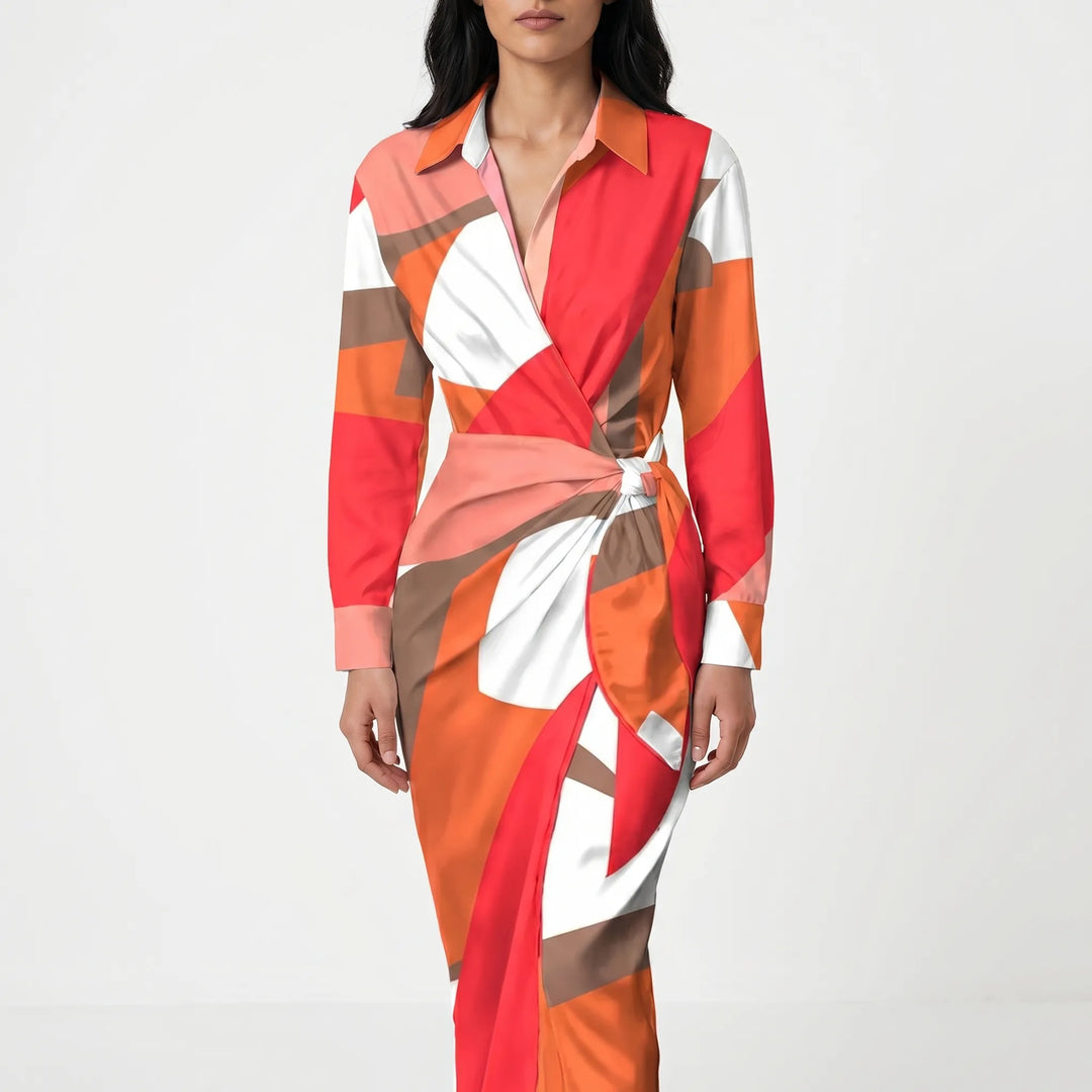 FlorwynWrap-Style Midi Dress With Bold Print
