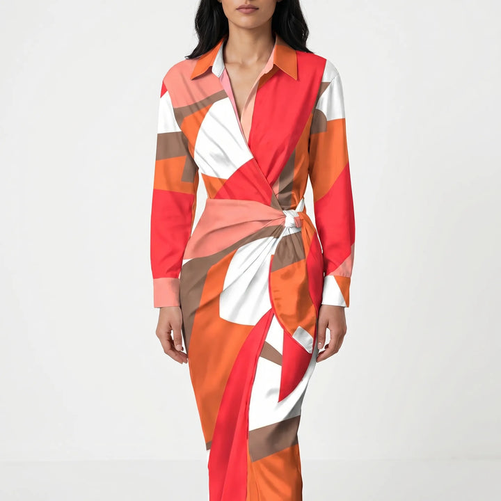 FlorwynWrap-Style Midi Dress With Bold Print