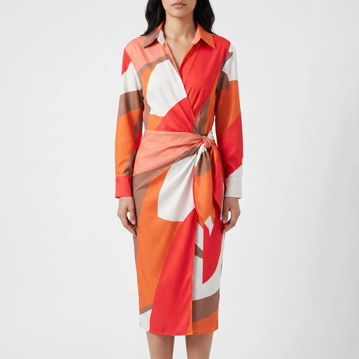 FlorwynWrap-Style Midi Dress With Bold Print