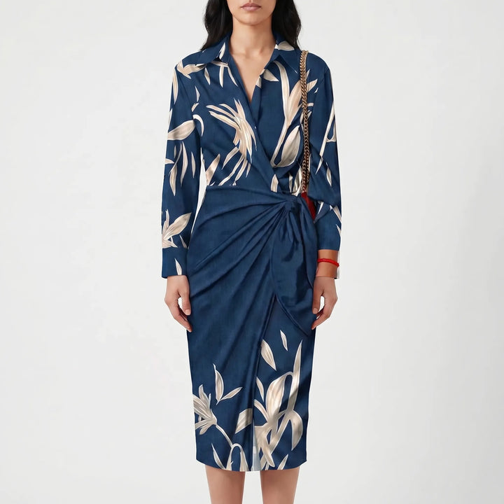 FlorwynWrap-Style Midi Dress With Bold Print