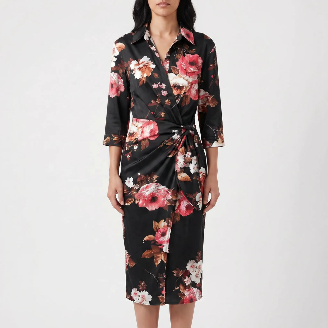 FlorwynWrap-Style Midi Dress With Bold Print