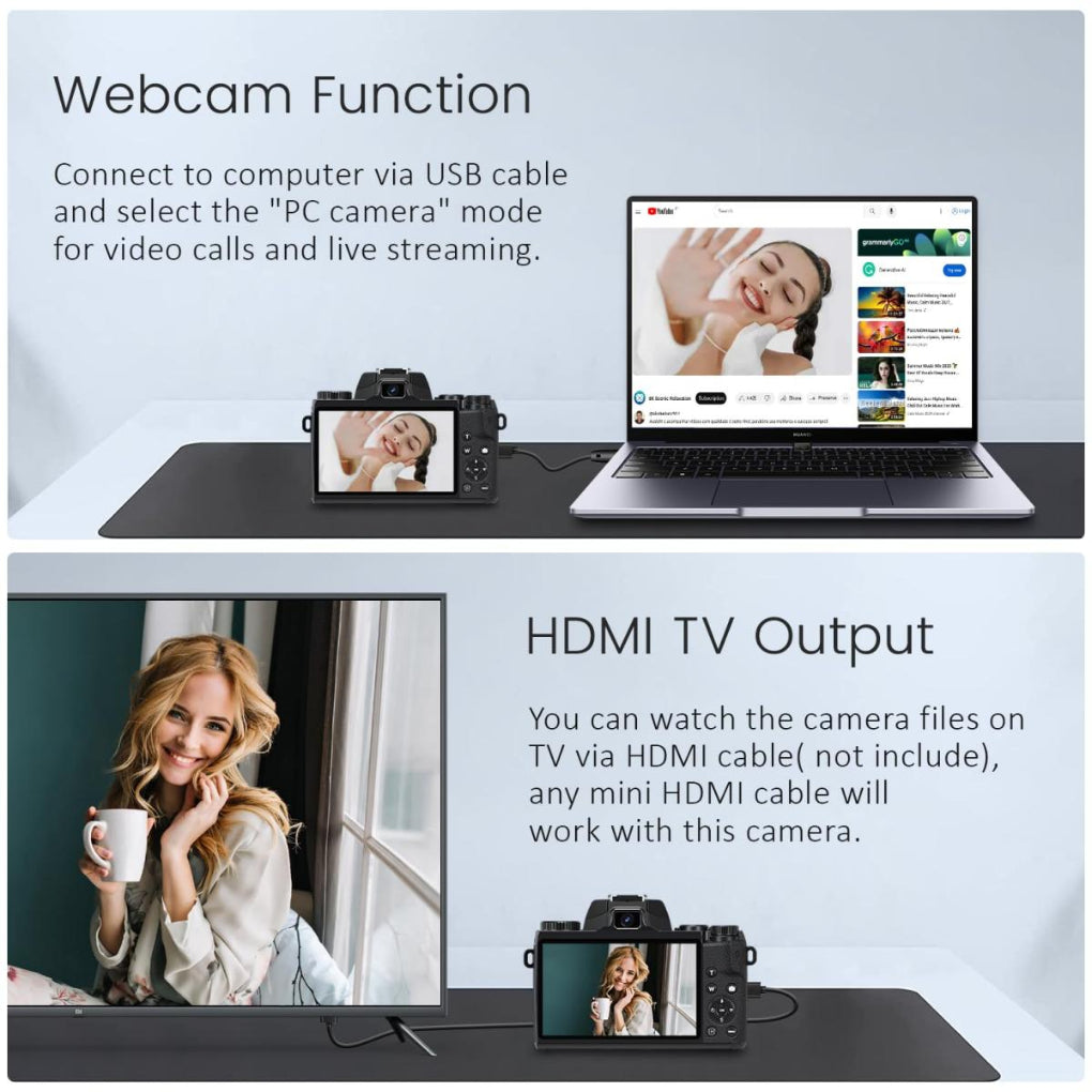 4k Digital Camera for Photography & Video, 64MP WiFi Touch Screen Vlogging Camera for YouTube with Flash, 32GB SD Card, Lens Hood, 3000mAH Battery, Front and Rear Cameras Kentfaith