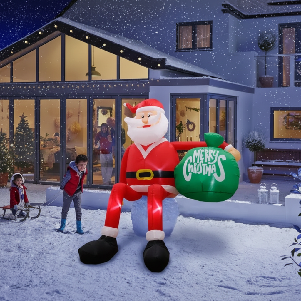 Giant 8FT LED Opblaasbare Klimmende Kerstman | Premium, Waterdichte Buiten Kerstdecoratie