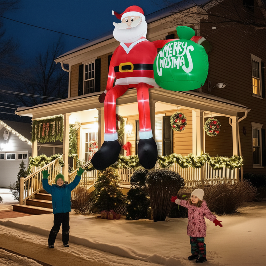 Giant 8FT LED Opblaasbare Klimmende Kerstman | Premium, Waterdichte Buiten Kerstdecoratie