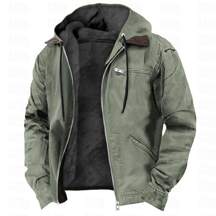 Heren winterjas met afneembare capuchon - warme laag met ritssluiting over de hele lengte