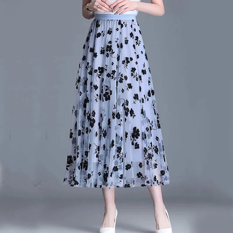 Trendy Mesh Midi-Rok - Fiona