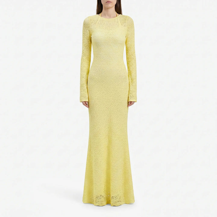 Gleamora - Gele Maxi-Jurk Met Lange Mouwen