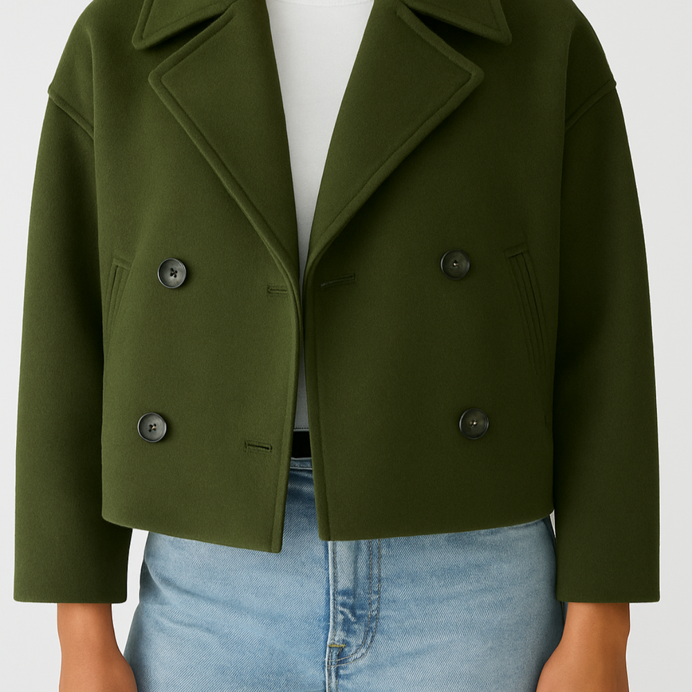 
                  
                    Revalie – Chique Cropped Jas met Dubbele Knoopsluiting - SkinzLine
                  
                