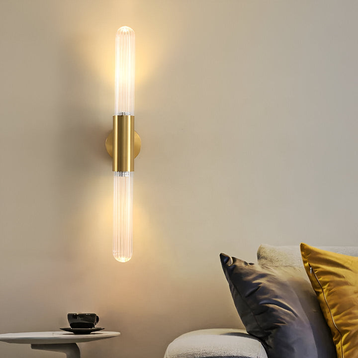 Nordic Wandlamp van Golfglas met LED, Messing, 1 Lichtpunt
