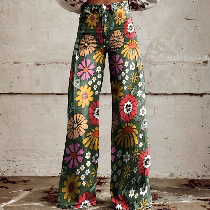 Dames Lange Broek – Ritan Bloemen- en Effen Prints