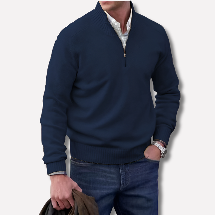 Heren Half-Zip Trui – Gelaagde Stijl met Seizoensuitstraling