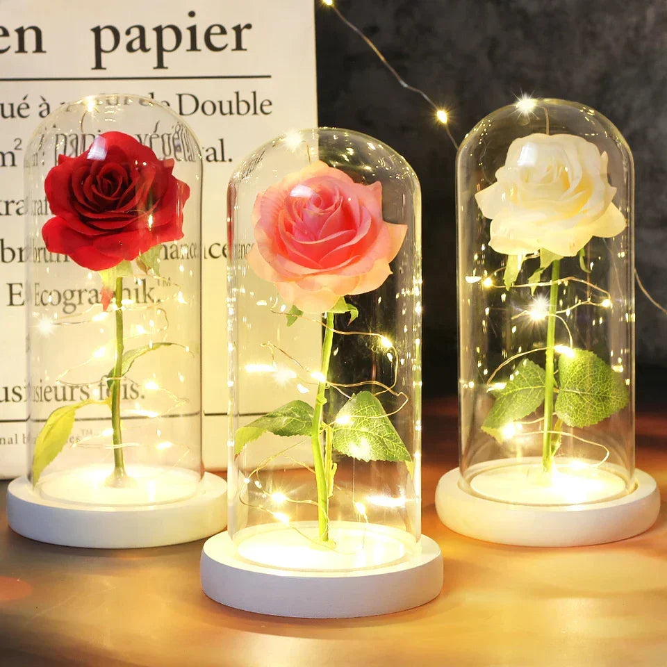 CrystalAura LED Rozenkoepel | Elegante Verlichte Roos voor Bruilofts- en Feestdecoratie