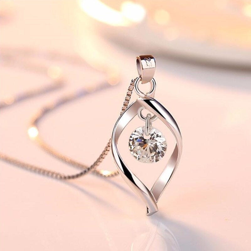 Zilveren Ketting met Zirkonia Kristal Hanger - Elinor
