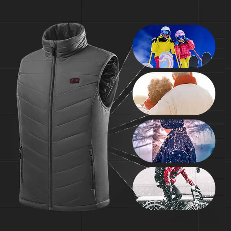 Verwarmde bodywarmer met 13 zones en carbonvezel-verwarming