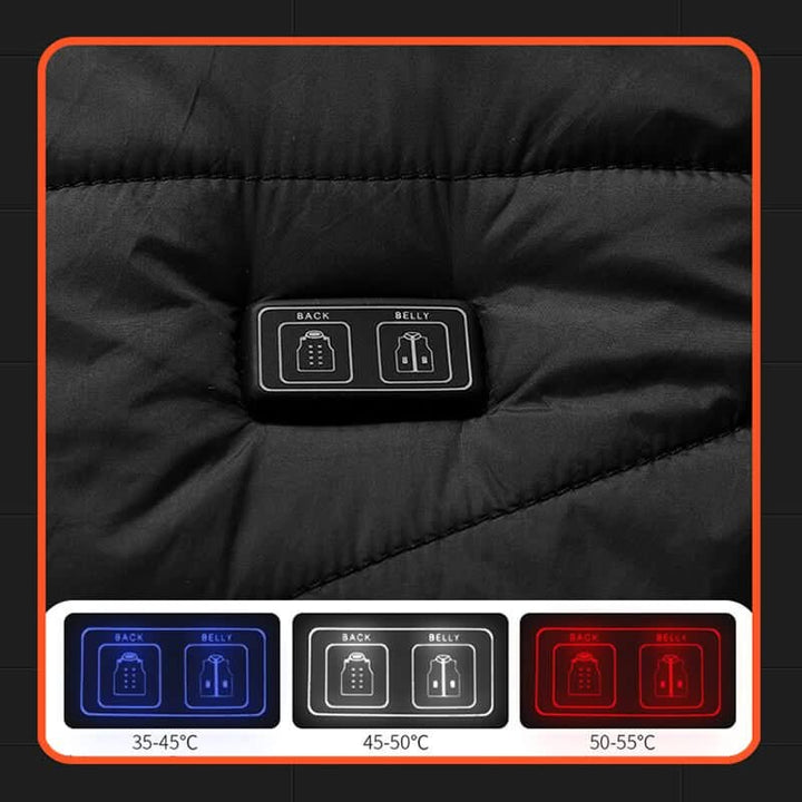 Verwarmde bodywarmer met 13 zones en carbonvezel-verwarming