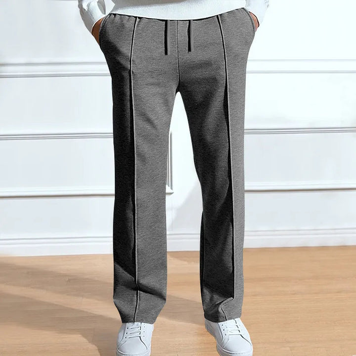 Slim fit herenbroek met elastische tailleband met trekkoord