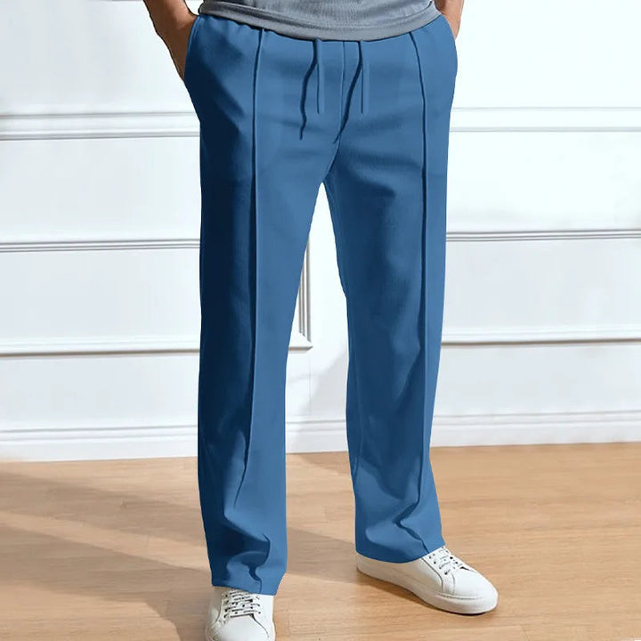 Slim fit herenbroek met elastische tailleband met trekkoord