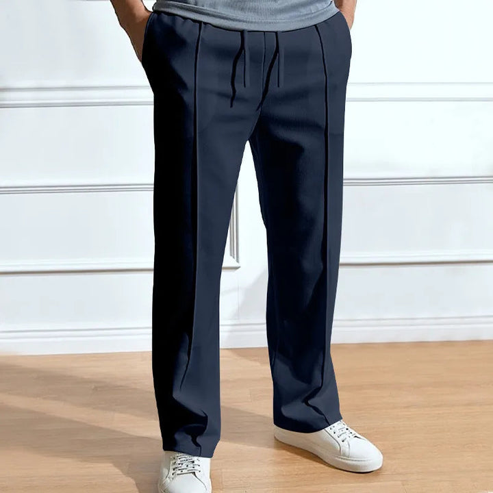 Slim fit herenbroek met elastische tailleband met trekkoord