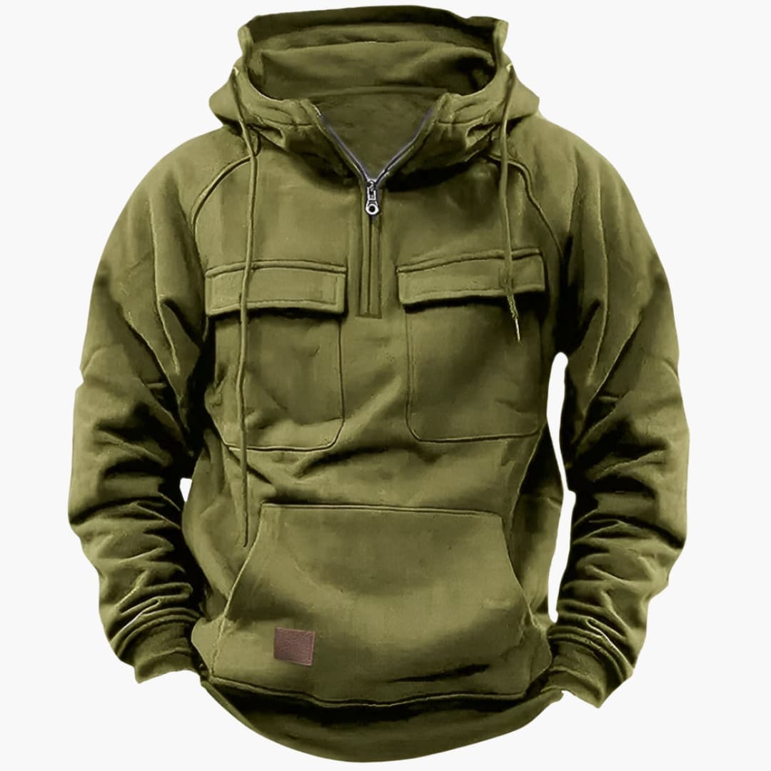 Heren Half-Zip Hoodie met Borstzakken