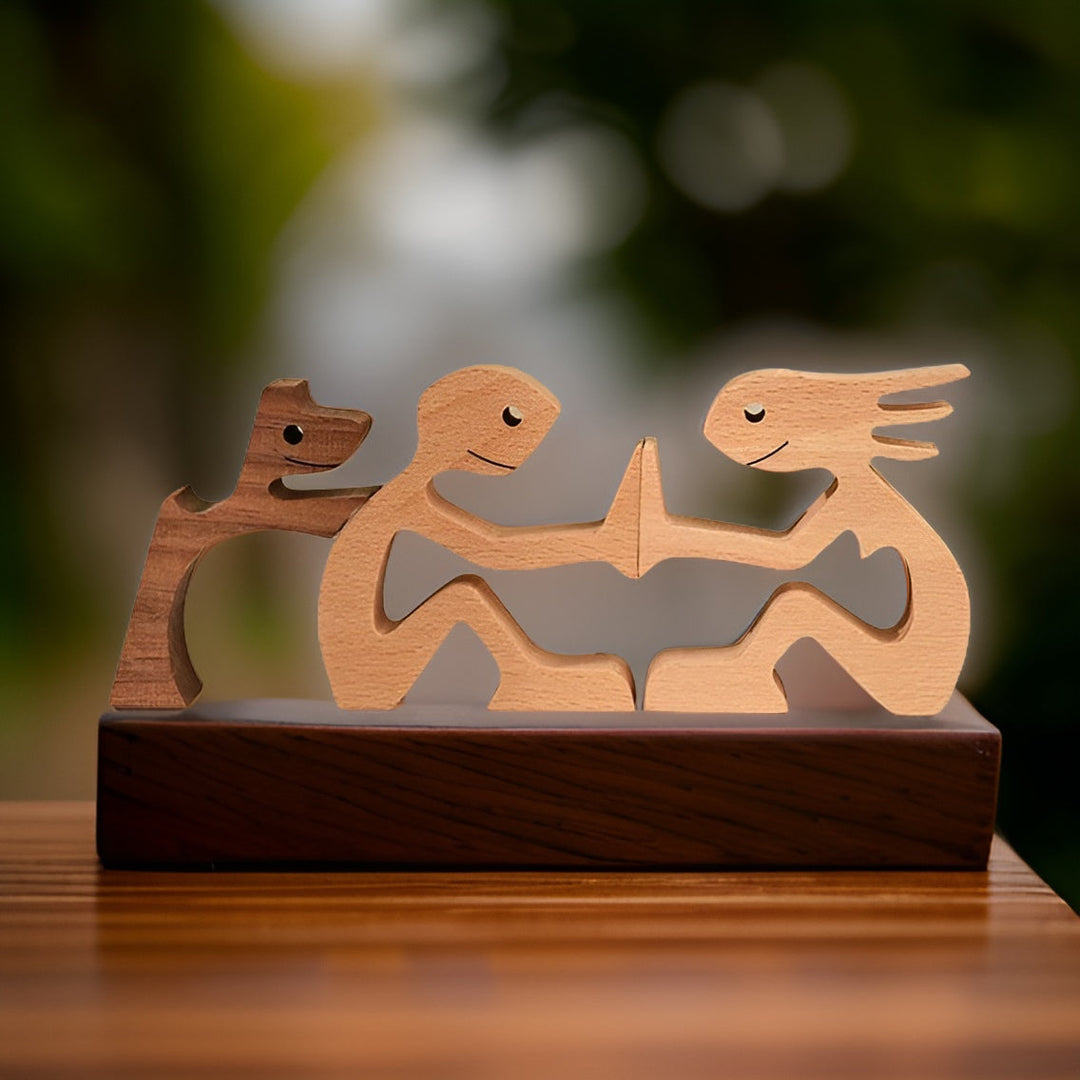 Paws of Love - Hond en Mens Houten Sculptuur Handgemaakt - Symbool van een Eeuwige Band